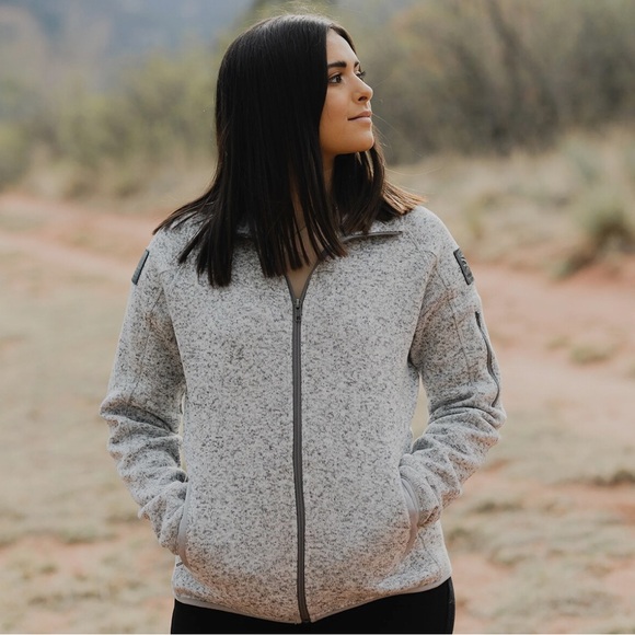 Grunt Style Tops - Grunt Style Women's Full Zip Sweater Jacket - Heather Gray